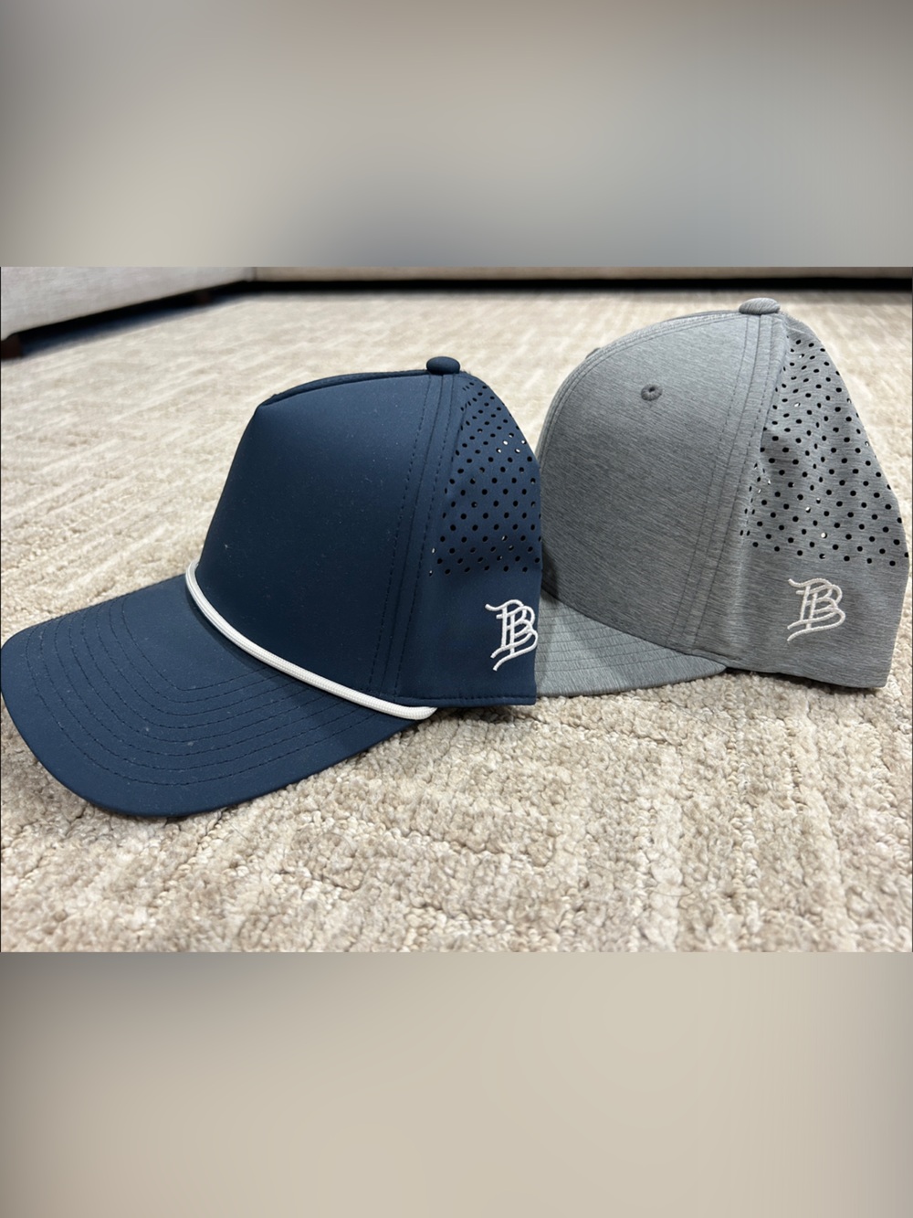 Branded Bills BLANK Navy & Gray Adjustable Performance Baseball Caps